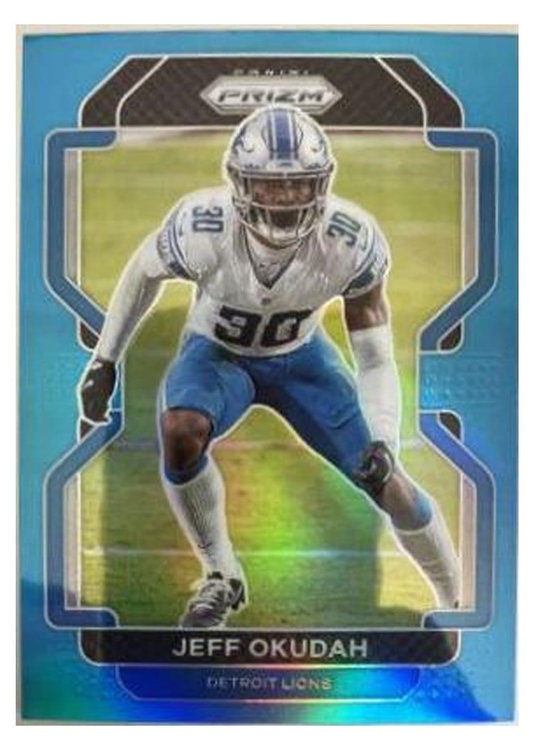 2021 Panini Prizm Base Set Jeff Okudah Light Blue Prizm #153 card