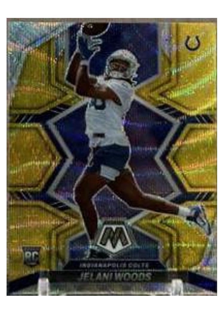 2022 Panini Mosaic Base Set Jelani Woods Gold Wave #358 card