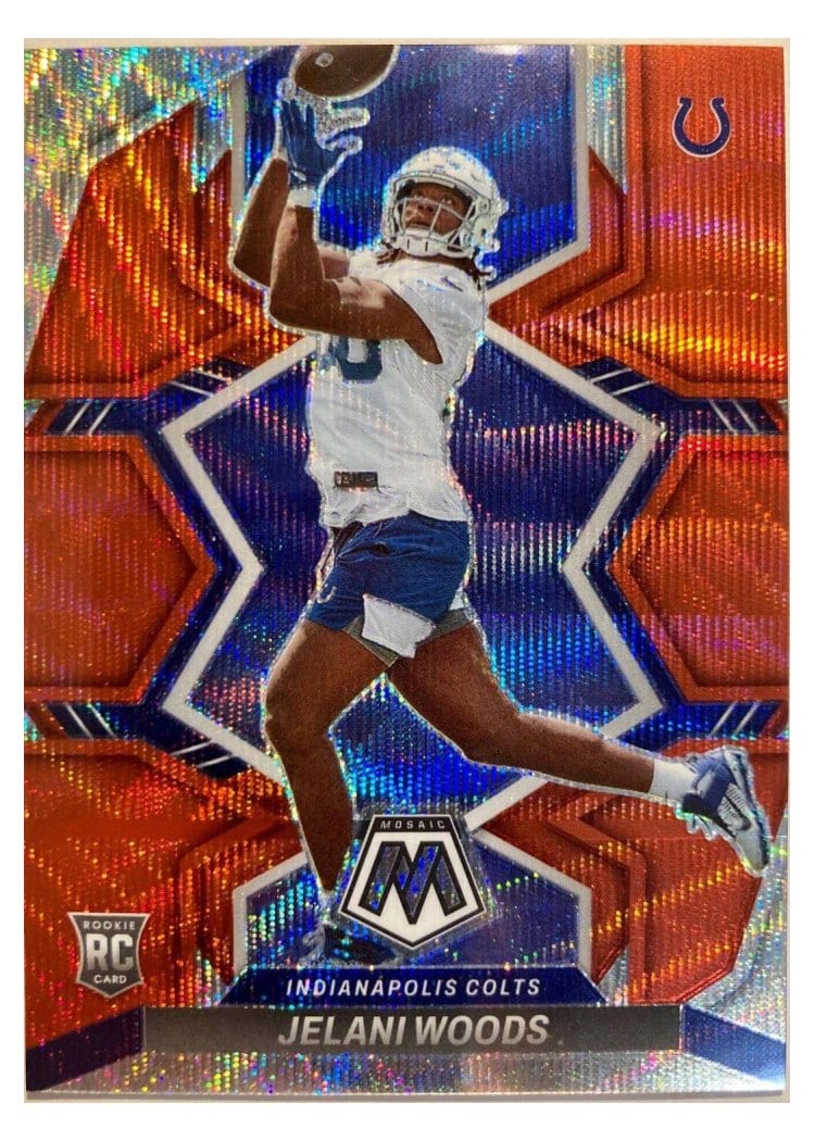 2022 Panini Mosaic Base Set Jelani Woods Red Wave #358 card