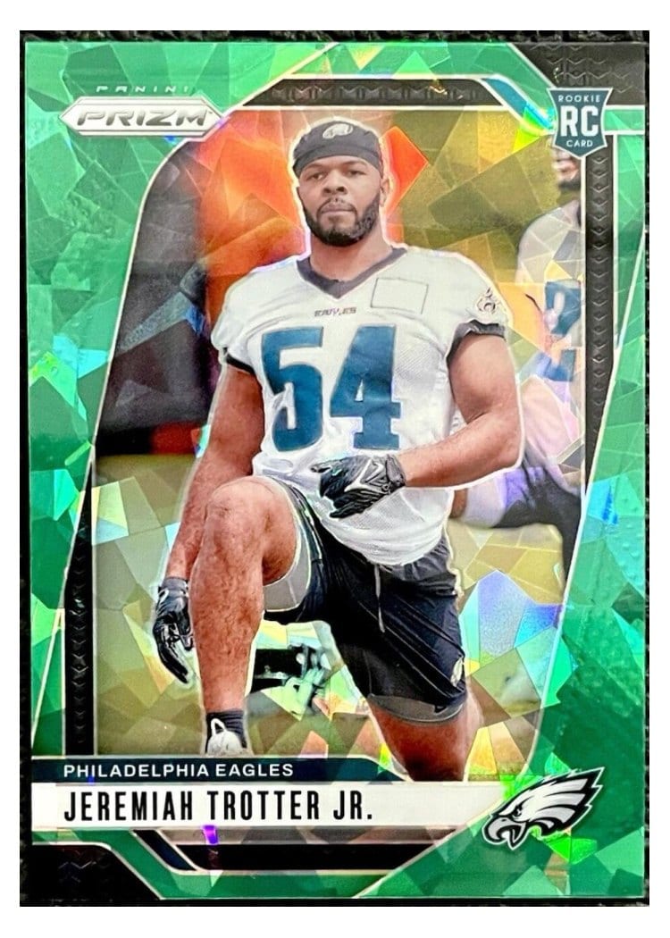 2024 Panini Prizm Base Set Jeremiah Trotter Jr. Green Ice #349 card