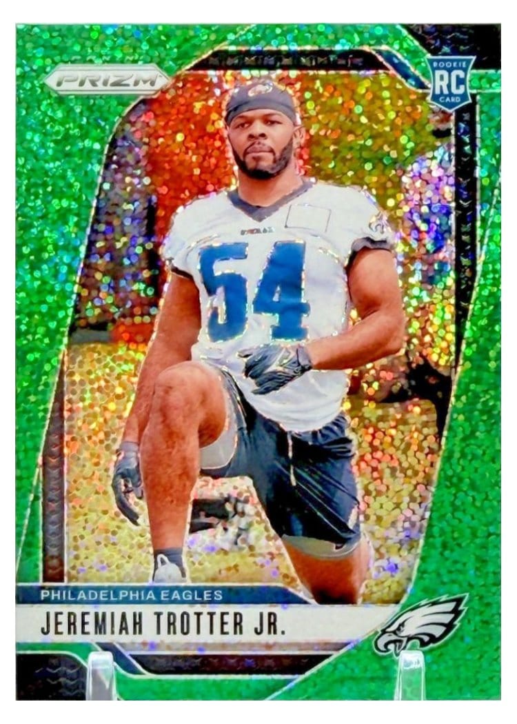 2024 Panini Prizm Base Set Jeremiah Trotter Jr. Green Sparkle #349 card