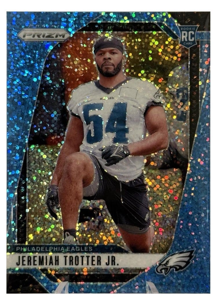2024 Panini Prizm Base Set Jeremiah Trotter Jr. Blue Sparkle #349 card