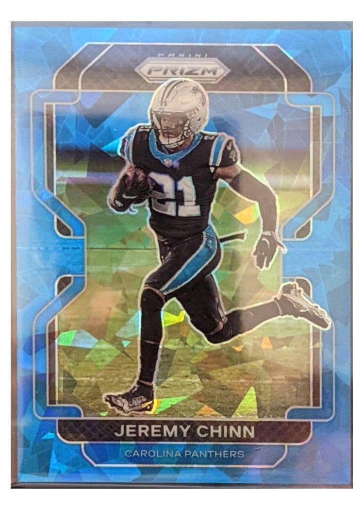 2021 Panini Prizm Base Set Jeremy Chinn Blue Ice Prizm #318 card