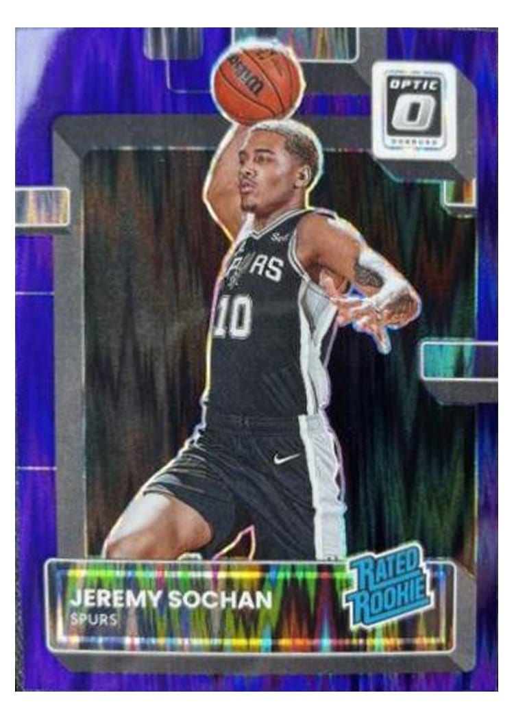 2022-23 Donruss Optic Base Set Jeremy Sochan Purple Shock #236 card