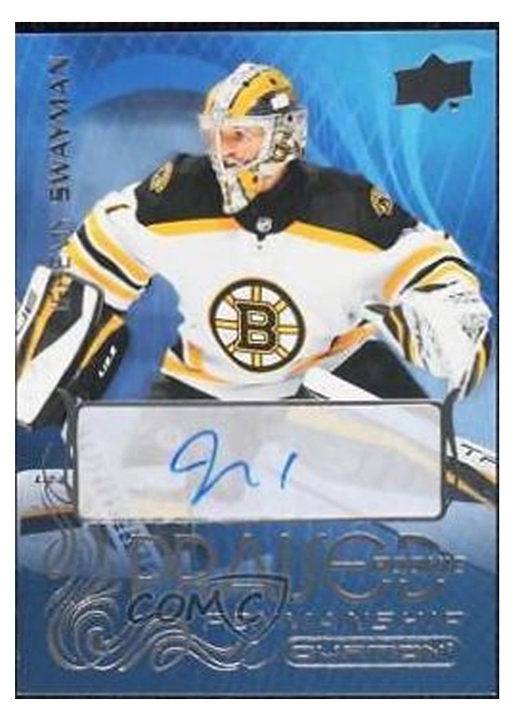2021-22 Upper Deck Ovation Praised Rookie Penmanship Jeremy Swayman #PRP-JS card