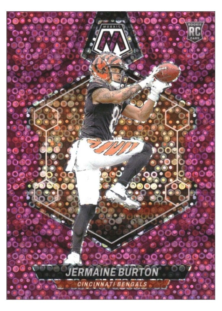 2024 Panini Mosaic Base Set Jermaine Burton No Huddle Pink #366 card