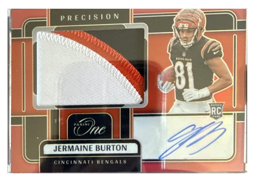 2024 Panini One Precision Rookie Patch Autographs Jermaine Burton #330 card