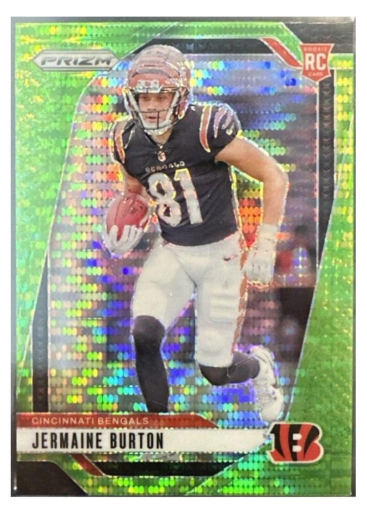 2024 Panini Prizm Base Set Jermaine Burton Neon Green Pulsar #350 card