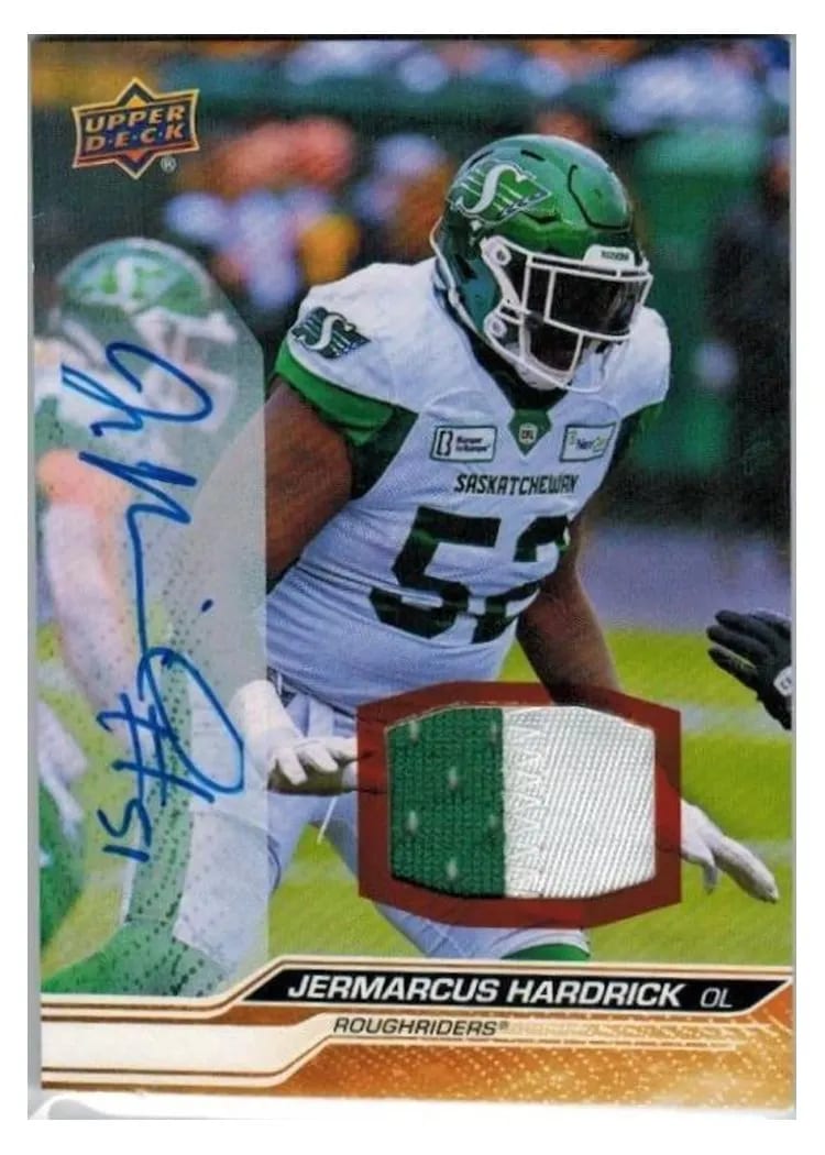 2024 Upper Deck CFL Game Patch Autograph Jermarcus Hardrick #39 card
