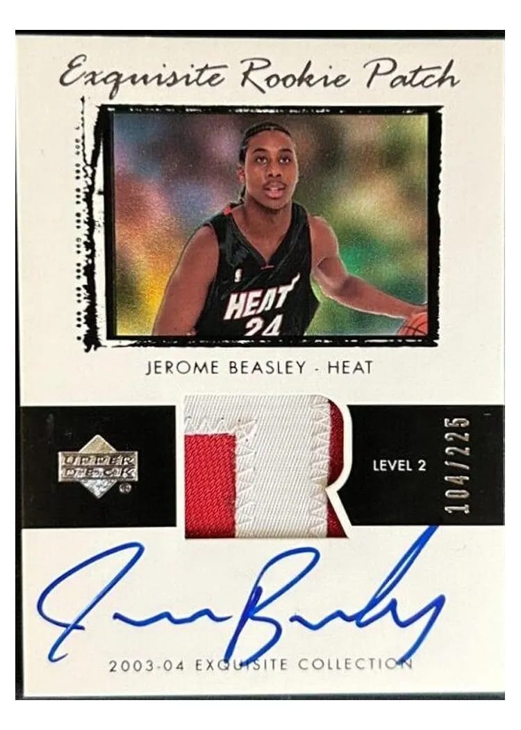 2003 UD Exquisite Collection Jerome Beasley Autograph Patch #57 card