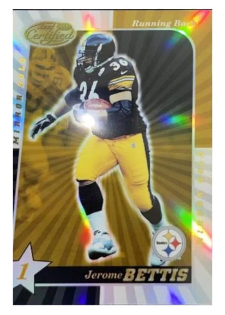 2000 Leaf Certified Jerome Bettis 1 Star Mirror Gold #74 card
