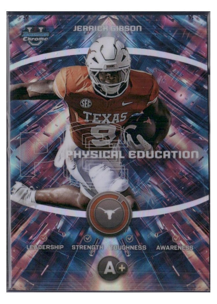 2025 Bowman University Chrome Physical Education Refractor Jerrick Gibson #PE-18 card