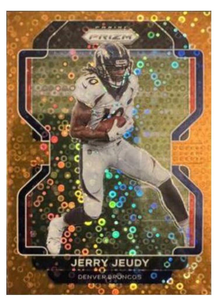2021 Panini Prizm Base Set Jerry Jeudy Orange Disco Prizm #199 card