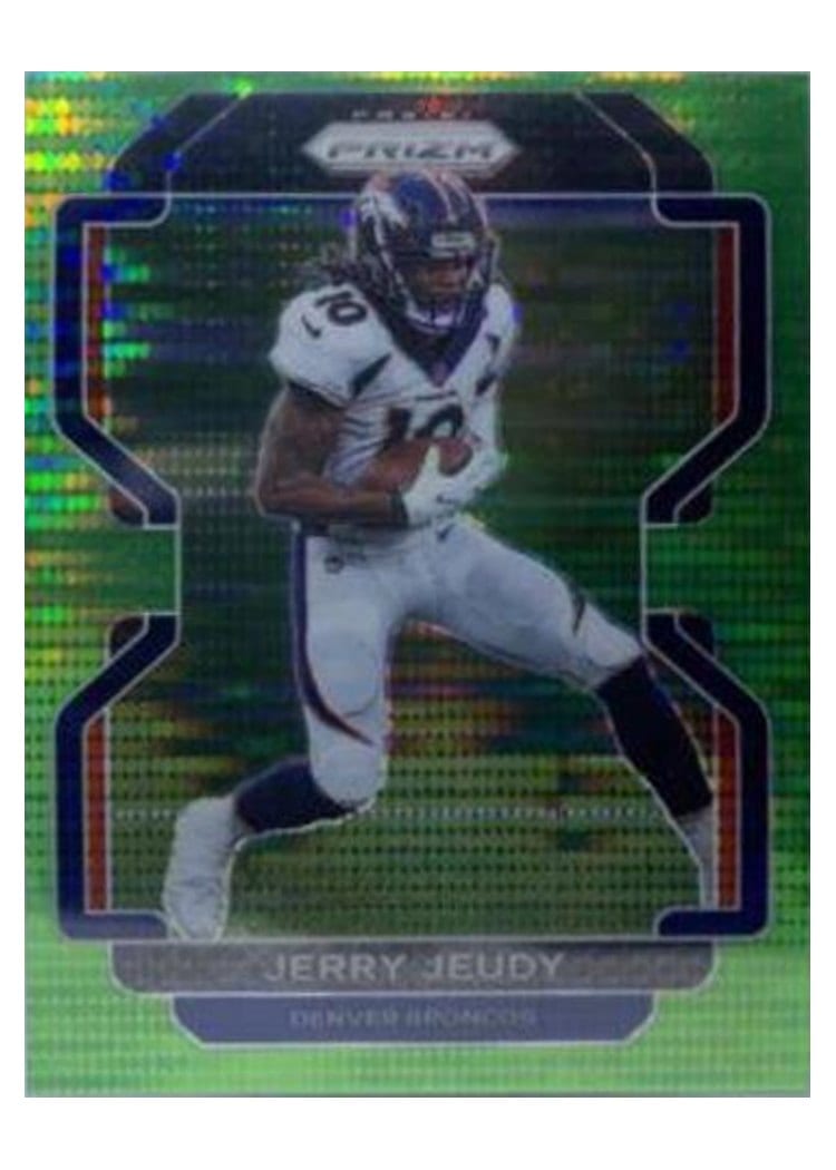2021 Panini Prizm Base Set Jerry Jeudy Neon Green Pulsar Prizm #199 card