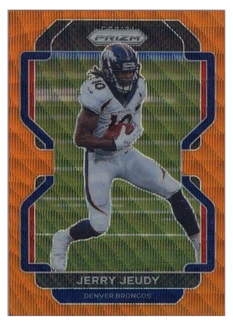 2021 Panini Prizm Base Set Jerry Jeudy Orange Wave Prizm #199 card