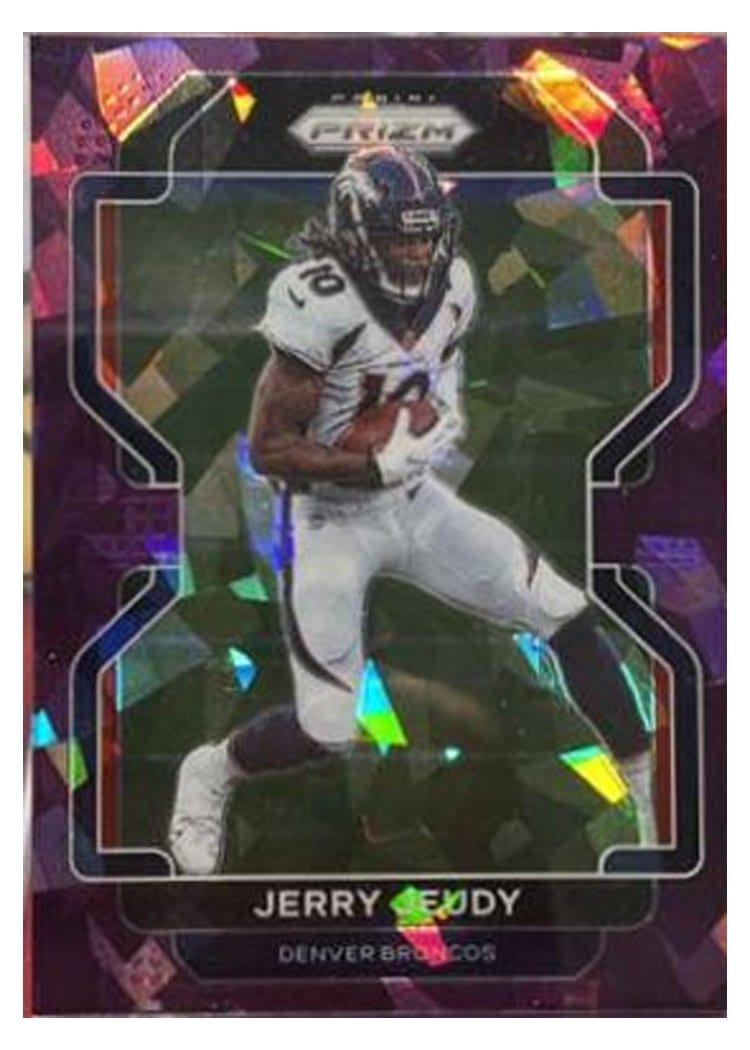 2021 Panini Prizm Base Set Jerry Jeudy Purple Ice Prizm #199 card