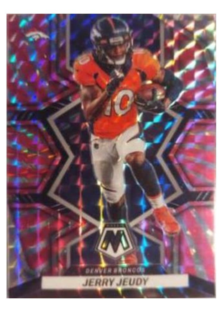 2022 Panini Mosaic Base Set Jerry Jeudy Pink Swirl #60 card