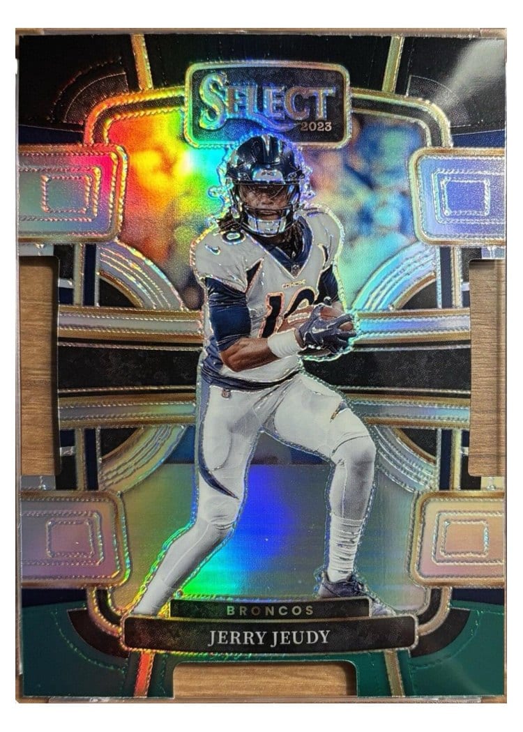 2023 Panini Select Base Set Jerry Jeudy Black Green Prizm Die-Cut #31 card