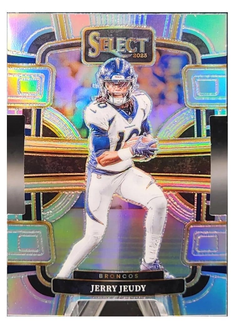 2023 Panini Select Base Set Jerry Jeudy Silver Prizm Die-Cut #31 card