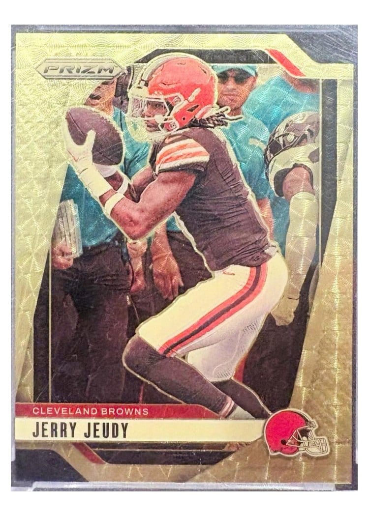 2024 Panini Prizm Base Set Jerry Jeudy Gold Vinyl #67 card