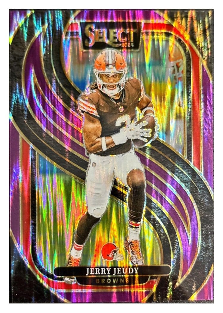 2024 Panini Select Base Set Jerry Jeudy Purple Prizm Shock #169 card
