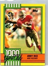 1990 Topps 1000 Yard Club Jerry Rice Disclaimer Back #1 card