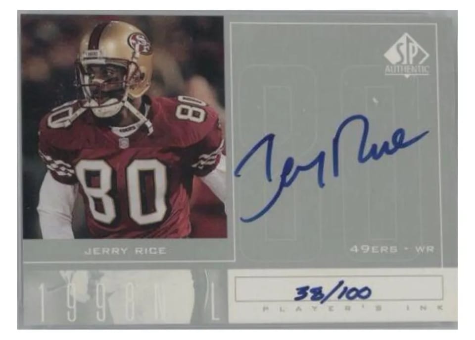 1998 SP Authentic Player's Ink Jerry Rice #JR card