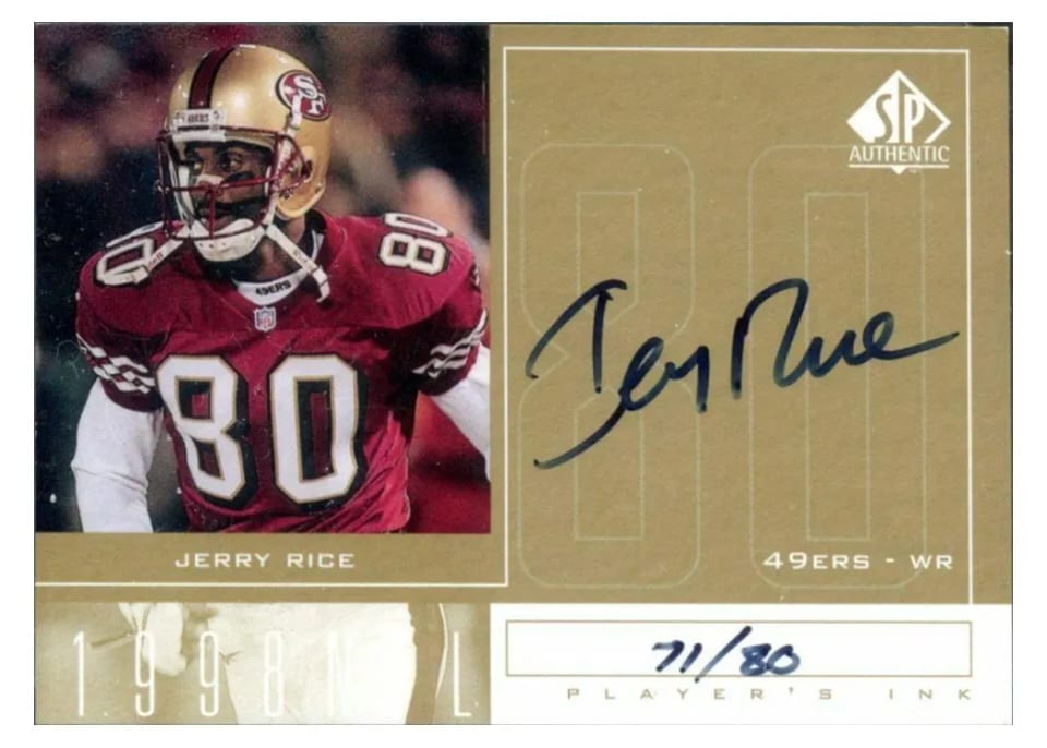 1998 SP Authentic Player's Ink Jerry Rice #JR card