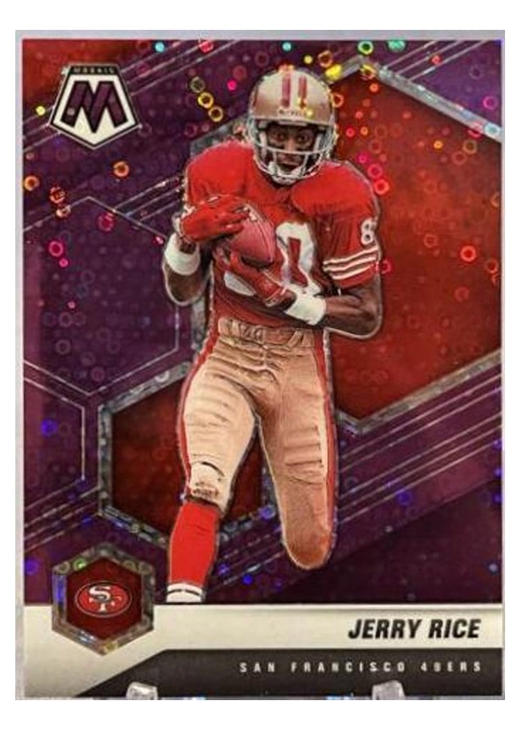 2021 Panini Mosaic Base Set Jerry Rice No Huddle Purple Mosaic #175 card