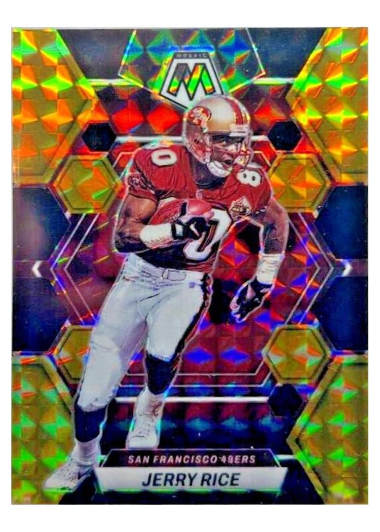 2023 Panini Mosaic Base Set Jerry Rice Choice Black Gold #219 card