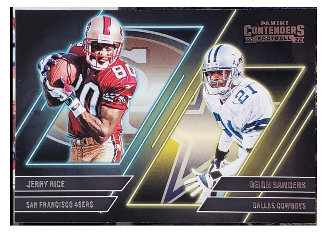2022 Panini Contenders Contenders Series Jerry Rice / Deion Sanders #CS-RS card