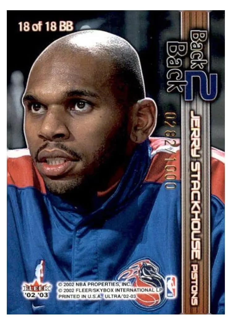 2002 Ultra Back 2 Back Jerry Stackhouse #18 card