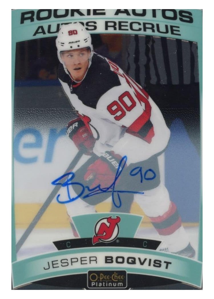 2020-21 O-Pee-Chee Platinum 2019-20 Update - Rookie Autos Jesper Boqvist #R-BO card