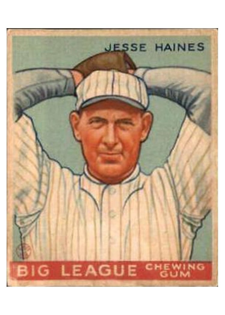 1934 World Wide Gum Jesse Haines #44 card