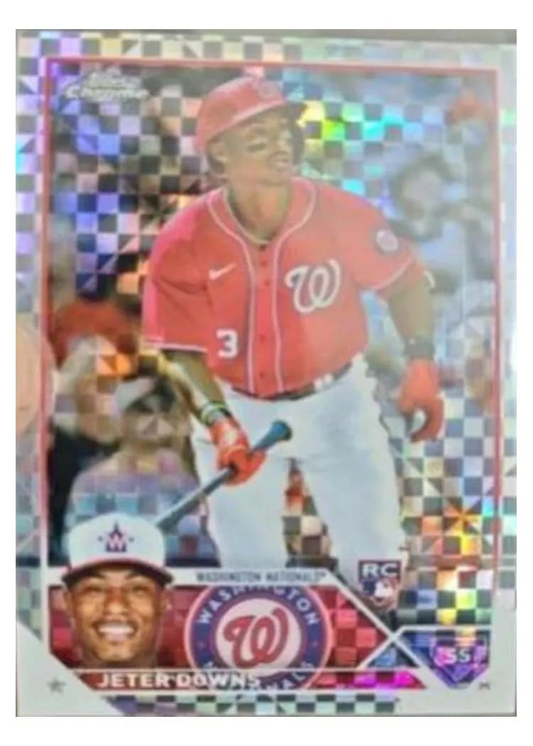 2023 Topps Chrome Base Set Jeter Downs Xfractor #56 card