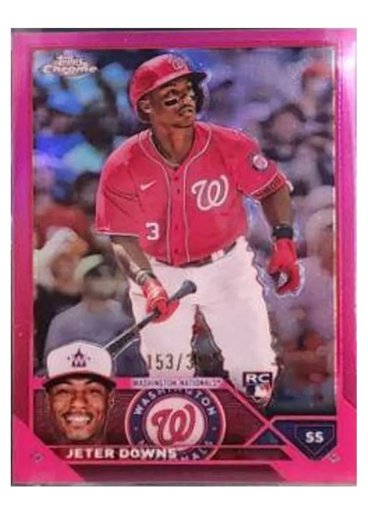 2023 Topps Chrome Base Set Jeter Downs Pink #56 card