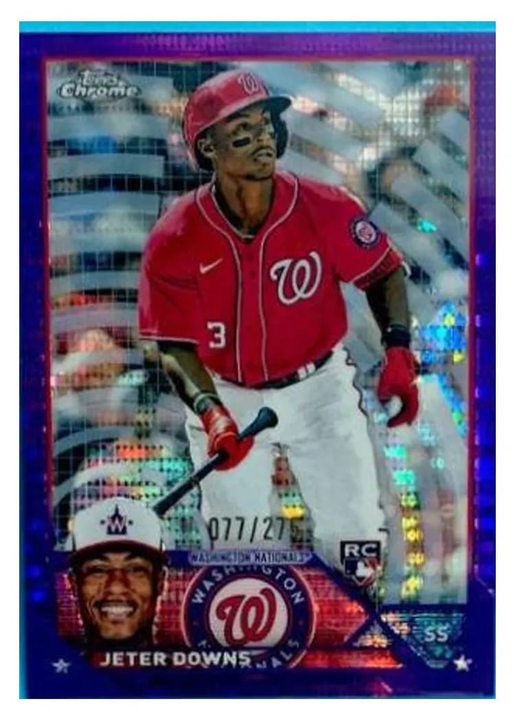 2023 Topps Chrome Base Set Jeter Downs Purple Sonar #56 card