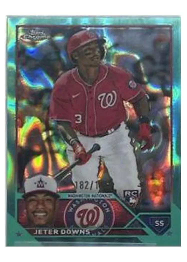 2023 Topps Chrome Base Set Jeter Downs Aqua Lava #56 card