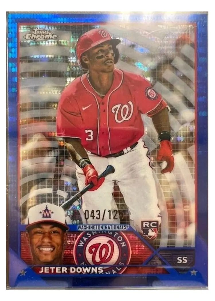 2023 Topps Chrome Base Set Jeter Downs Blue Sonar #56 card