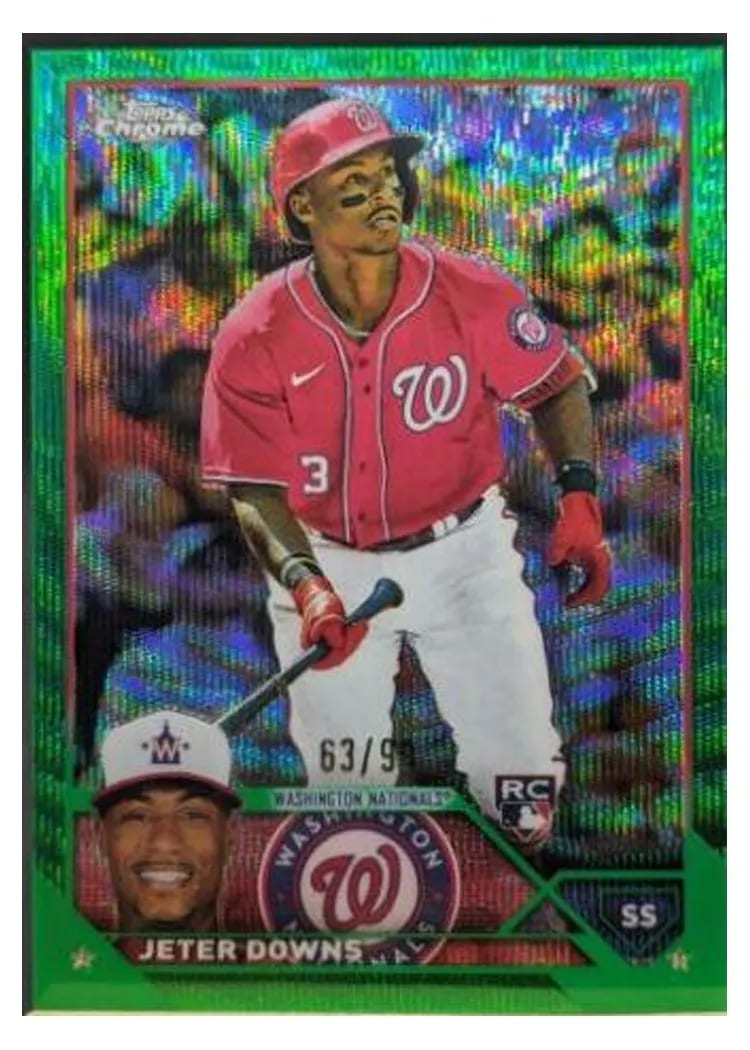 2023 Topps Chrome Base Set Jeter Downs Green Wave #56 card