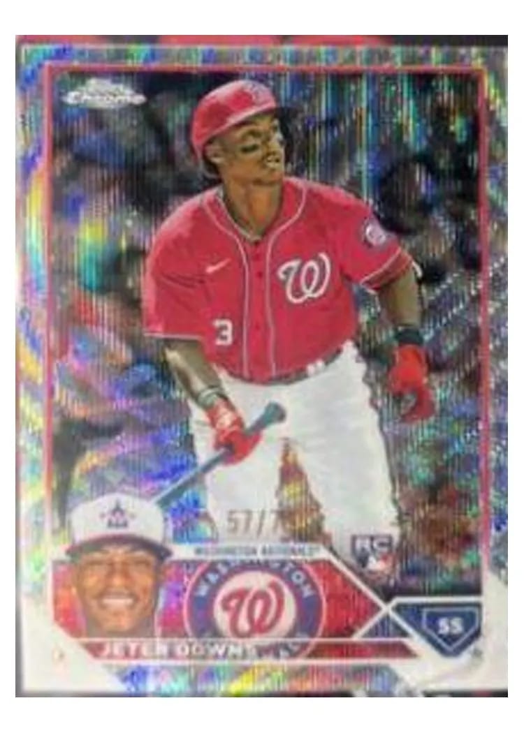2023 Topps Chrome Base Set Jeter Downs Blue Wave #56 card