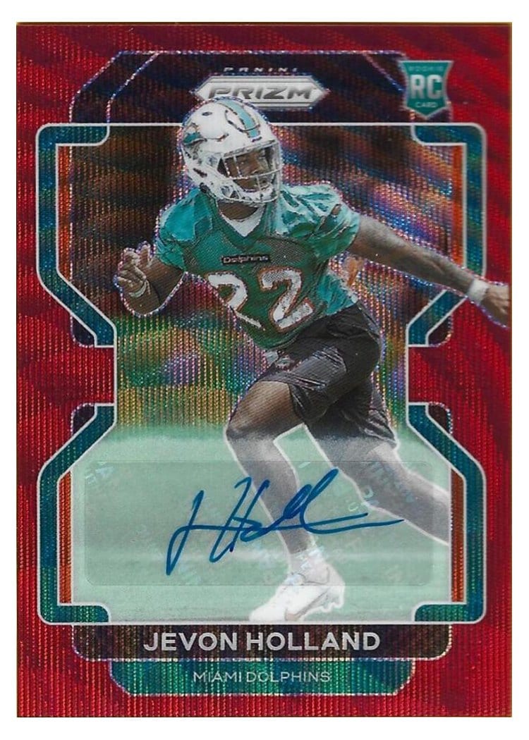 2021 Panini Prizm Base Set Jevon Holland Autograph Red Wave Prizm #392 card