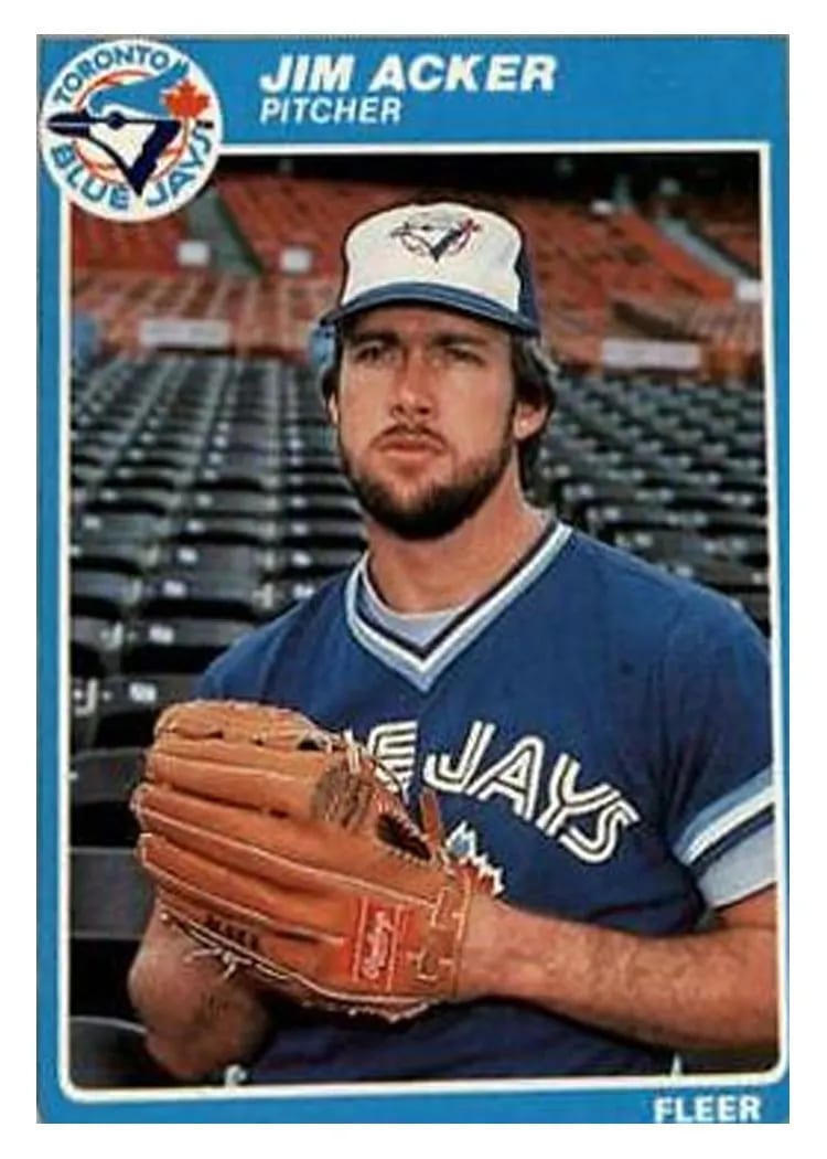 1985 Fleer Jim Acker #96 card