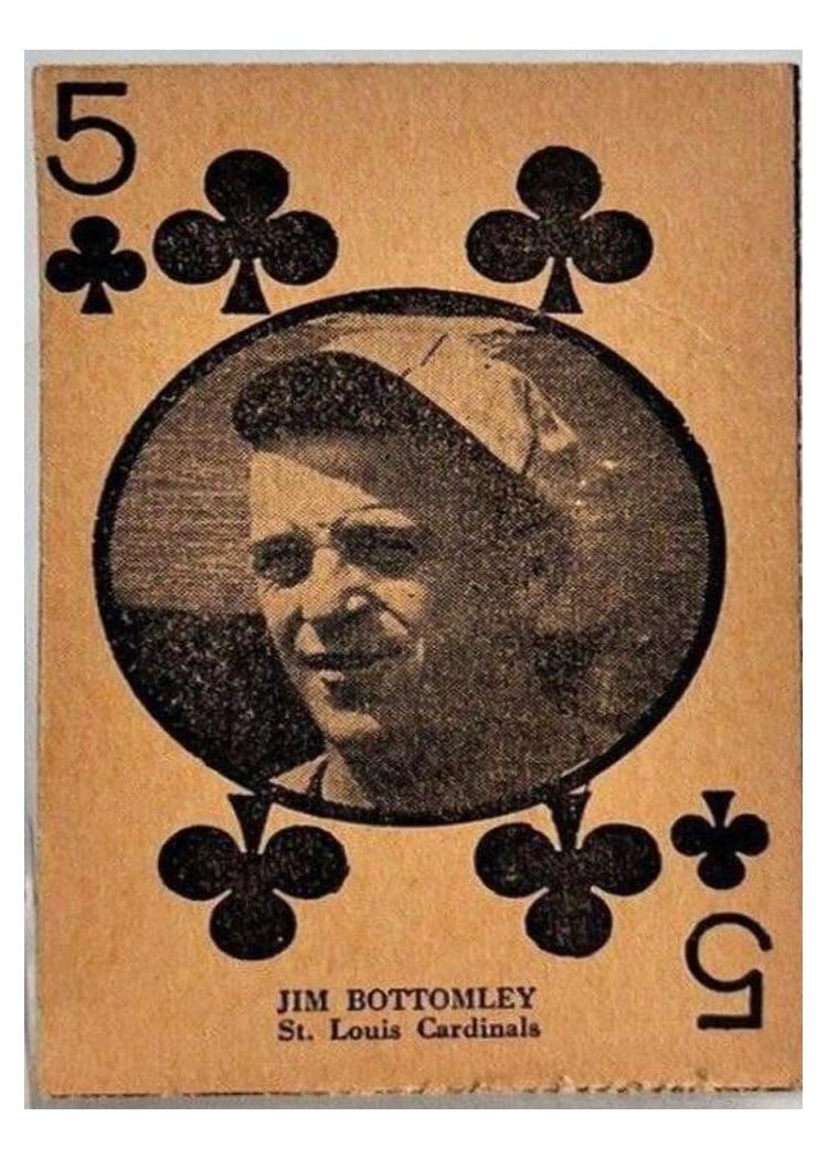 1927 W560 Hand Cut Jim Bottomley 5 of Clubs card