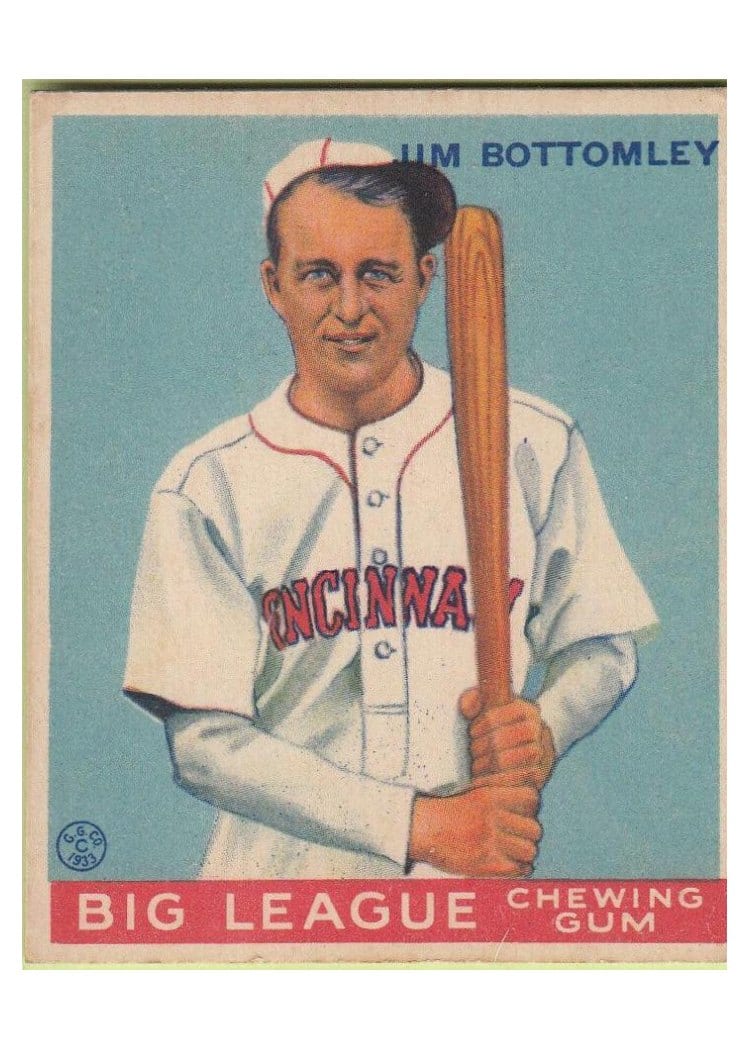 1933 World Wide Gum Jim Bottomley #44 card