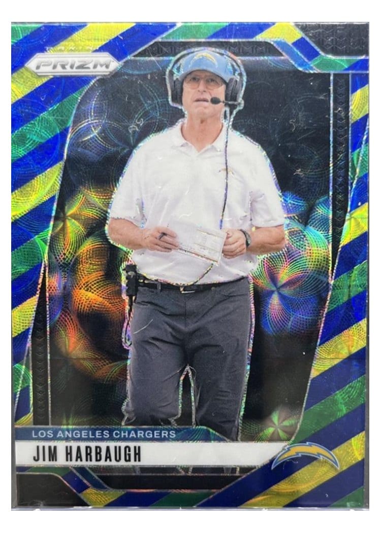 2024 Panini Prizm Base Set Jim Harbaugh Choice Blue Yellow Green #163 card