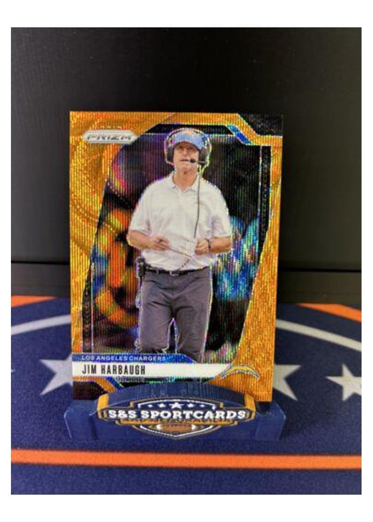 2024 Panini Prizm Base Set Jim Harbaugh Orange Wave #163 card