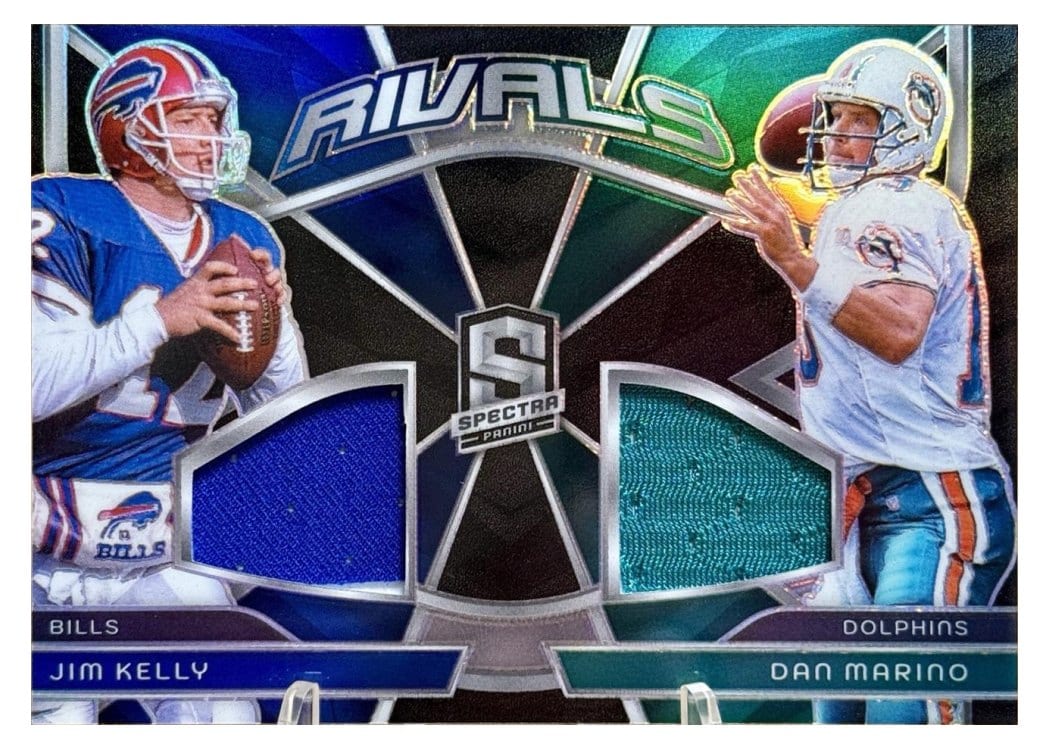 2024 Panini Spectra Rivals Relics Jim Kelly / Dan Marino #RVL-JKDM card