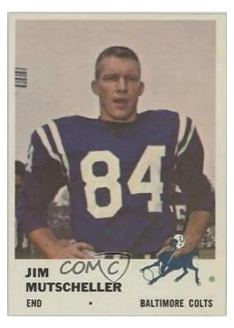 1961 Fleer Jim Mutscheller #34 card
