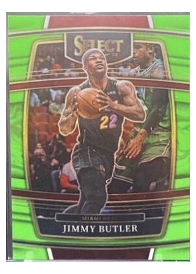 2021-22 Panini Select Base Set Jimmy Butler Neon Green Prizm #97 card